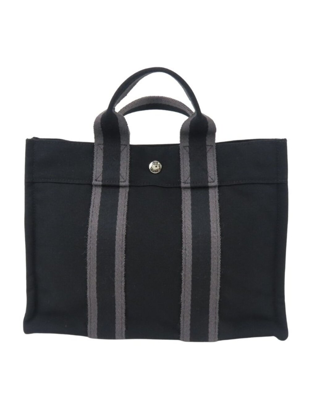 Hermes Tote Bag Fourre Tout PM Cotton Canvas Black Gray
